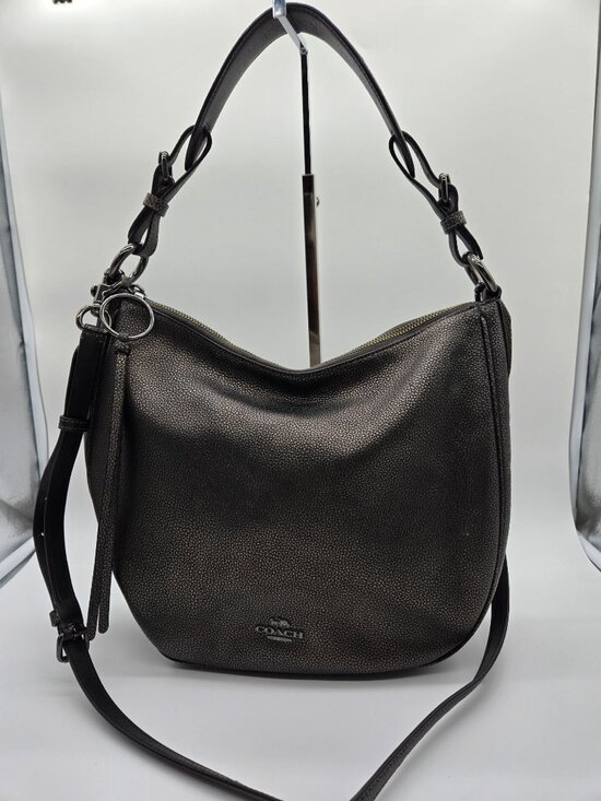Coach Handbags - Coach Sutton Hobo 40632 Metallic Pewter Leather Convertible Shoulder Crossbody B